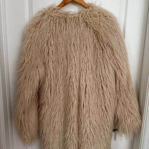 Free People Renata Faux Fur Shag Coat Sand Size Medium - Picture 11 of 15